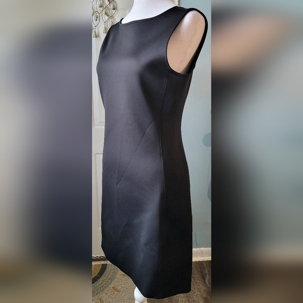 Theory Mivrill Mod Knit Sleeveless Mini Dress Womens M Black Structured Stretchy
